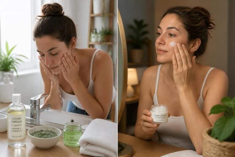 découvrez une routine visage naturelle spécialement conçue pour les peaux grasses, à suivre matin et soir pour une peau fraîche, équilibrée et éclatante.